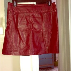 Plum leather mini skirt